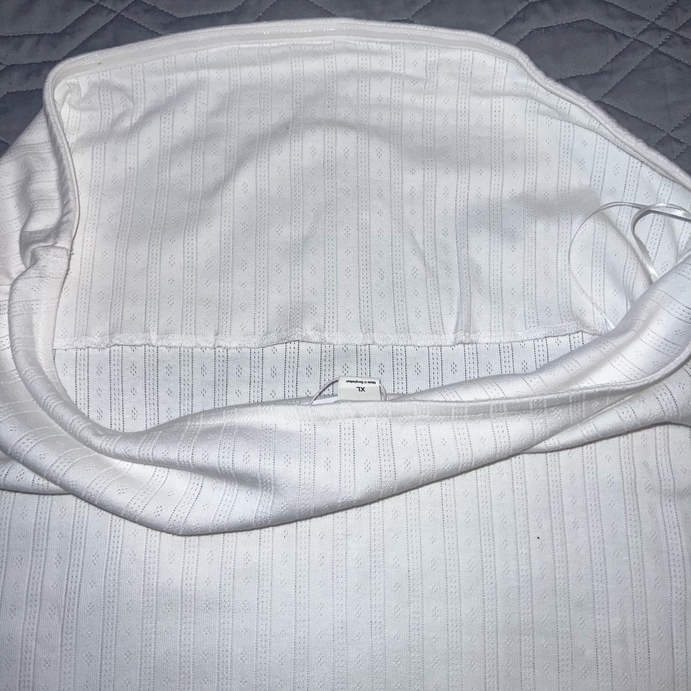 Monki pointelle jersey bandeau mini dress with swing hem in white - Picture 5 of 5